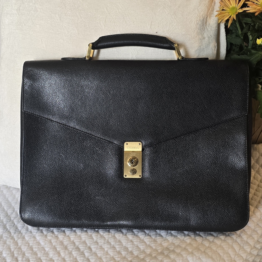 CHANEL Black Caviar Leather Vintage Breifcase